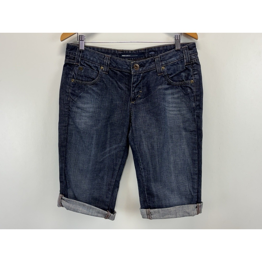 Vtg Y2K Miss Sixty Cutoff Jean Shorts Women's 30 Blue Low Rise Bermuda